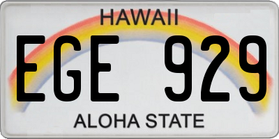 HI license plate EGE929