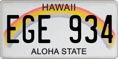 HI license plate EGE934
