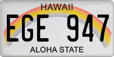 HI license plate EGE947