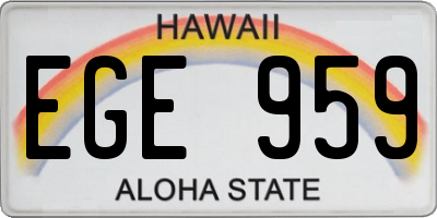 HI license plate EGE959