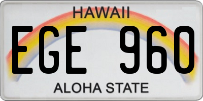 HI license plate EGE960
