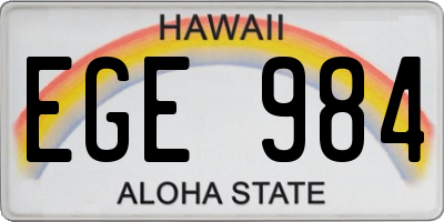 HI license plate EGE984