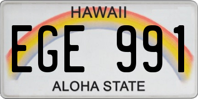 HI license plate EGE991