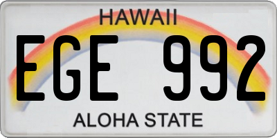 HI license plate EGE992