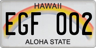 HI license plate EGF002