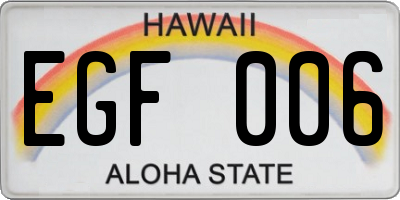 HI license plate EGF006
