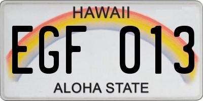 HI license plate EGF013