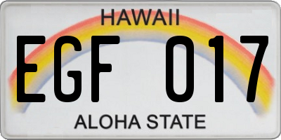 HI license plate EGF017