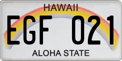 HI license plate EGF021