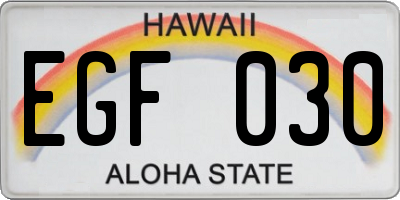 HI license plate EGF030