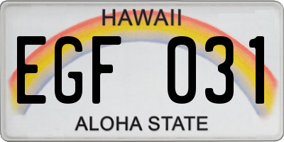 HI license plate EGF031