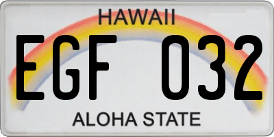 HI license plate EGF032