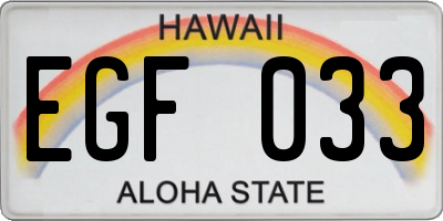 HI license plate EGF033