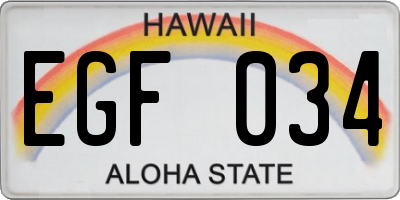 HI license plate EGF034