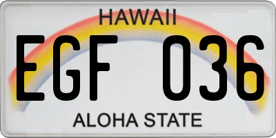 HI license plate EGF036