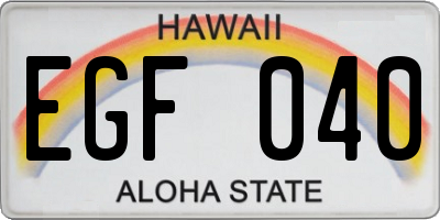HI license plate EGF040