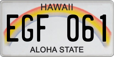 HI license plate EGF061