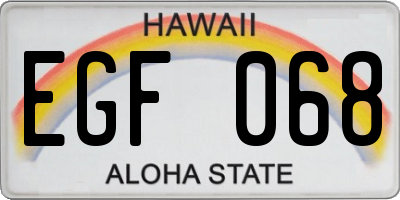 HI license plate EGF068