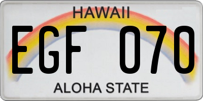 HI license plate EGF070