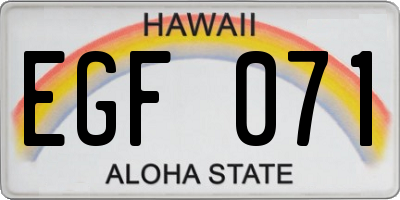 HI license plate EGF071