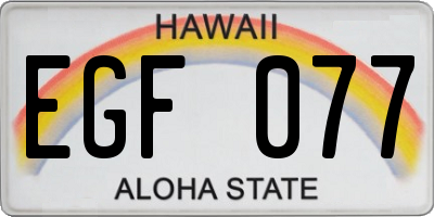 HI license plate EGF077