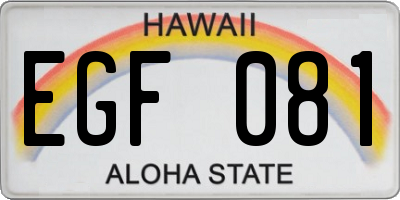 HI license plate EGF081