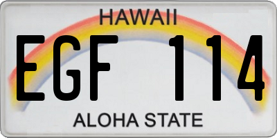 HI license plate EGF114