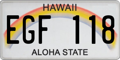 HI license plate EGF118
