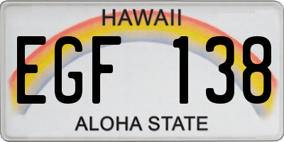 HI license plate EGF138