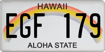 HI license plate EGF179