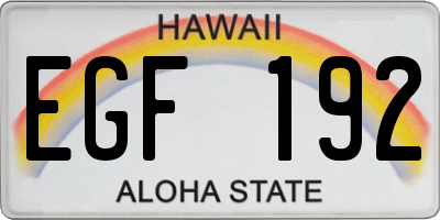HI license plate EGF192