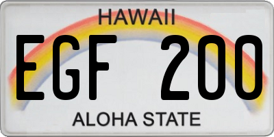 HI license plate EGF200