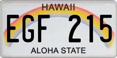 HI license plate EGF215