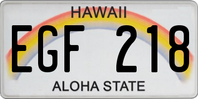 HI license plate EGF218