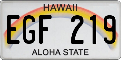HI license plate EGF219