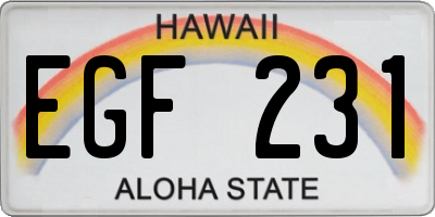 HI license plate EGF231