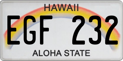 HI license plate EGF232