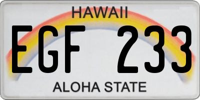 HI license plate EGF233
