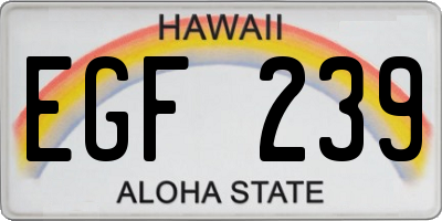 HI license plate EGF239