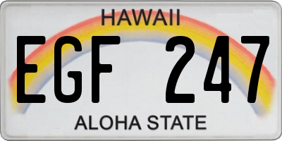 HI license plate EGF247