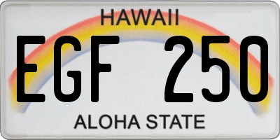 HI license plate EGF250