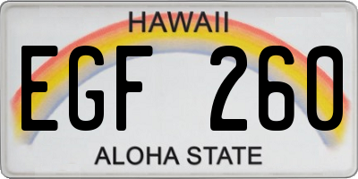HI license plate EGF260