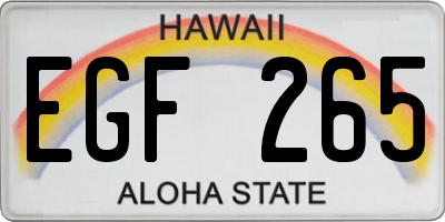 HI license plate EGF265