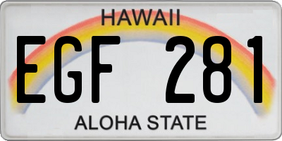 HI license plate EGF281