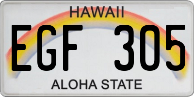 HI license plate EGF305