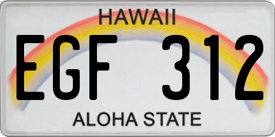 HI license plate EGF312