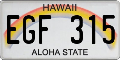 HI license plate EGF315