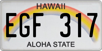 HI license plate EGF317