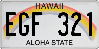 HI license plate EGF321