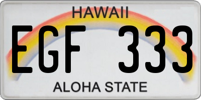 HI license plate EGF333
